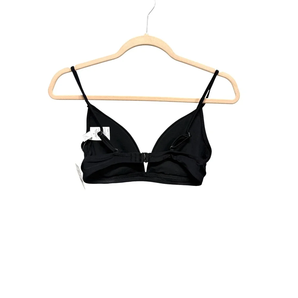 J.Crew Factory French Ruffle Bikini Top Black Size Small NWT AK515
